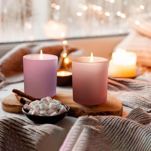 SHOWIN 8 OZ Thick Candle Jars for Making Candles 15 Pcs, Empty Jars with Wood Lids for Candle Making, Sample Container, Matte Pink - Image 6
