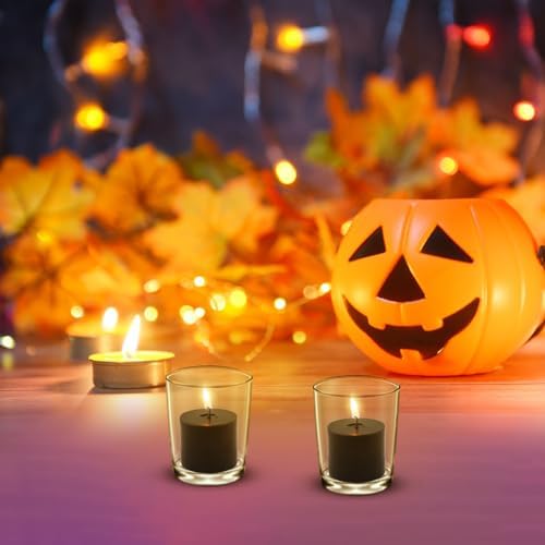 10 Hours Black Votive Candles Bulk, 36 Packs Small Unscented 1.5 Inch Diameter Wax Candles for Halloween Wedding, Party, Holiday & Home Decoration - Image 4