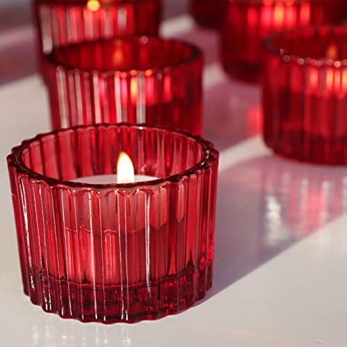 VOHO Red Candle Holders for Table Centerpiece, Set of 12 Tea Light Holder - Image 2