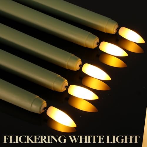 Macarrie 24 Packs Flameless Taper Candles Battery LED 11",Light Green - Image 4