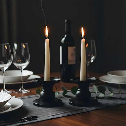 Matte Black Iron Pillar Candle Holders, 2pcs Reversible Design for Pillar & Taper Candles, Living Room Dining Table Fireplace Decor, Meditation, De-Stress, Romantic Ambiance - Image 5