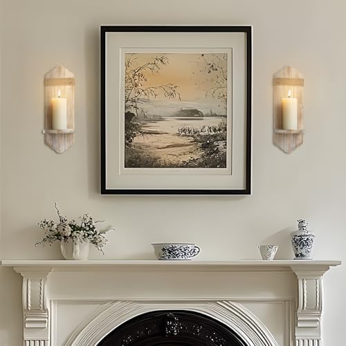 Wall Candle Sconces Set of Two, Rustic Washable White Wood Wall Candle Holder Decor, Farmhouse Wooden Candle Holder Decorations for Fireplace, Hallway, Living Room, Bedroom - Image 5