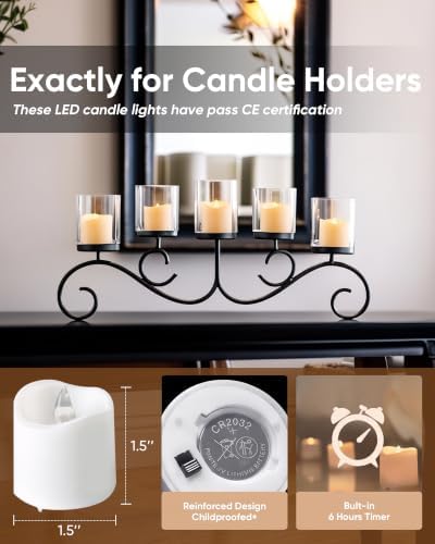 Homemory 6H Timer White Flameless LED Votive Tealights, 12 Pack - Image 4