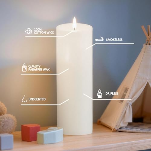 24-Pack White Unscented Pillar Candle Set - Image 4