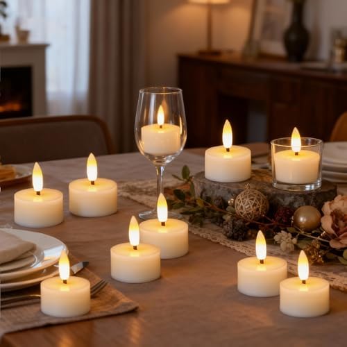 GenSwin Real Wax Flameless Tealight Candles Battery Operated Timer Ivory - Image 7