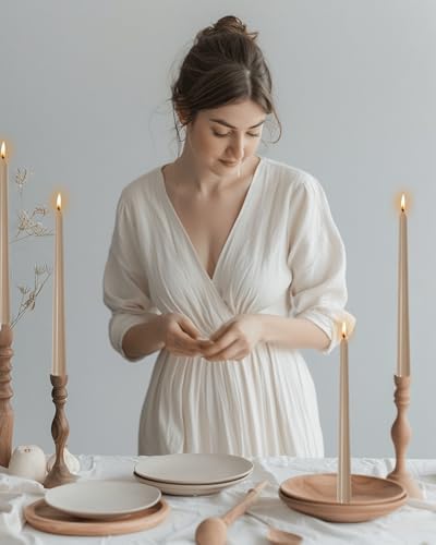 10 Inch Mocha Beige Taper Candles-Dripless Unscented Fall Tapered Candle Smokeless Candlestick Long Slow Burning 8 Hours Tall Sticks for Christmas Wedding Dinner Parties 12 Pack - Image 4