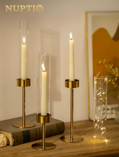 NUPTIO Hurricane Candle Holder for Centerpiece, Set of 6 Candlestick Holder - Image 3