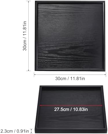 PATIKIL Wood Serving Tray 12 Inch, Square Decorative Platter for Home Decor Kitchen Table Candle Holder, Black - Image 2