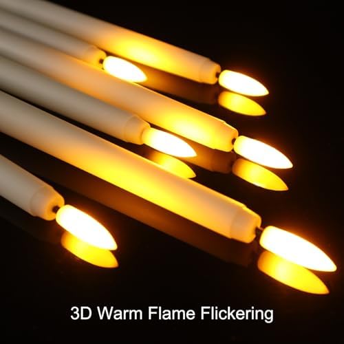 12 Pcs Flickering Flameless LED Taper Candles, 11" Long Fake Taper Candles Battery Operated with Remote Timer, Ivory Plastic Electric Candlesticks for Wedding Party Christmas Holiday - Image 3