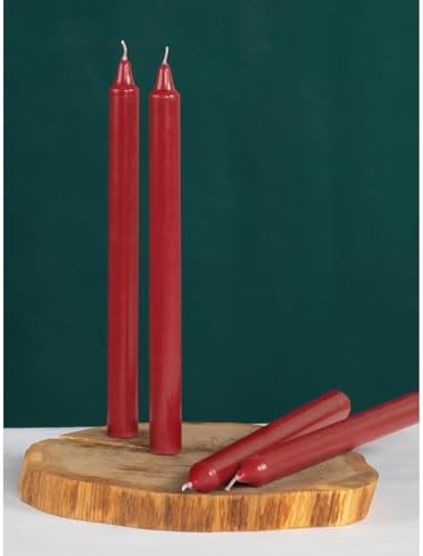 CANDWAX Red Taper Candles Pack of 12 - Slow Burning Dripless Unscented Straight Candles 10 inch - Ideal for Dinner Table - Smokeless Long Candlesticks - Image 7