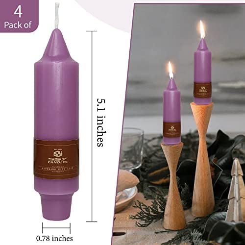 4 PCS Purple Candlesticks 5 inch Small Taper Candles Stick Unscented for Wedding Party Home Décor Candles Advent Candles - Image 4