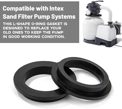 6 Pack 11412 Pool L-Shape O-Ring Filter Pump Gasket Replacement - Compatible with Intex Sand Filter Pump Motors