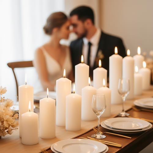 36 Pcs White Pillar Candles Bulk Set，3 Different Lengths 2 x 3/4/6 Inch (12 Each)，Hurricane Candles，Dripless Unscented Smokeless，Gives You a Better Atmosphere When Organizing an Event Party. - Image 3