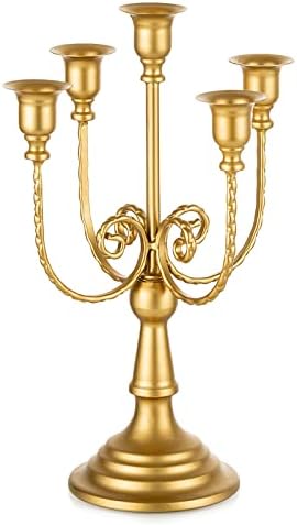 Romadedi Gold 5 Arm 11.8" Candelabra Candle Holders by ROMADEDI