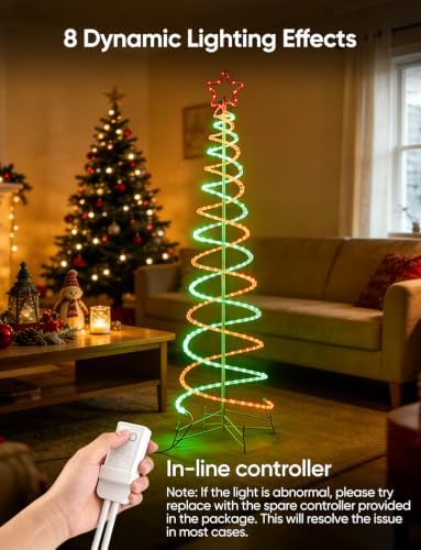 Double Spiral LED Christmas Tree Lights, Green and Red, 5ft - Image 3
