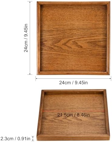 PATIKIL Wood Serving Tray 9.4 Inch, Square Decorative Platter for Home Decor Kitchen Table Candle Holder, Brown - Image 2