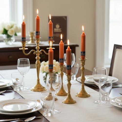 Orange Taper Candle Terracotta Candlesticks - Gedengni 9inch Unscented Candles Long Candle Sticks Dripless Tapered Candles for Wedding Table Dinner Party Church Holiday Decor,4 Pack - Image 5