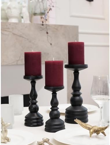 CANDWAX 3x4 inch Pillar Candles Set of 3 – Unscented Dripless Rustic Burgundy Candles for Weddings, Decor, Centerpieces - Image 3