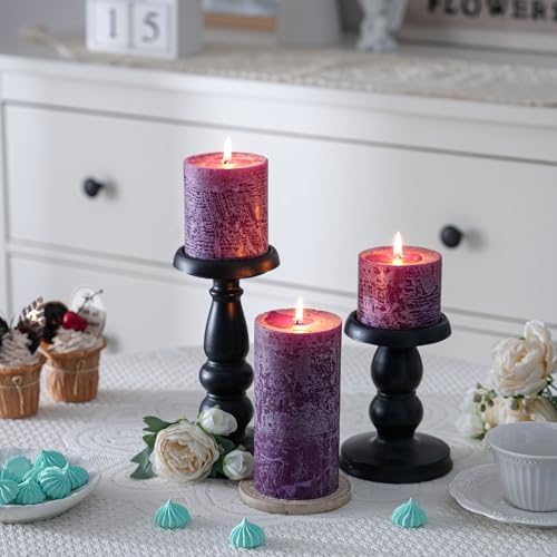 3x4 Inch Purple Pillar Candles Set of 3 - Hand-Poured Unscented Candles, Long Clean Burning, Smokeless Dripless Candle for Dinner Table, Wedding, Home, Bathroom, Advent Decor - Image 5