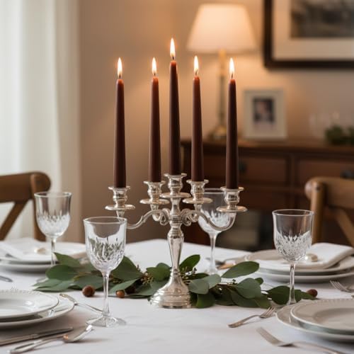 12 Pack Brown Taper Candles丨Taper Candles 10 Inch Dripless丨Unscented & Smokeless Candlesticks Bulk丨7-8 Hours Long Burning Tall Candles丨Ideal for Christmas Weddings Parties Dinner - Image 5