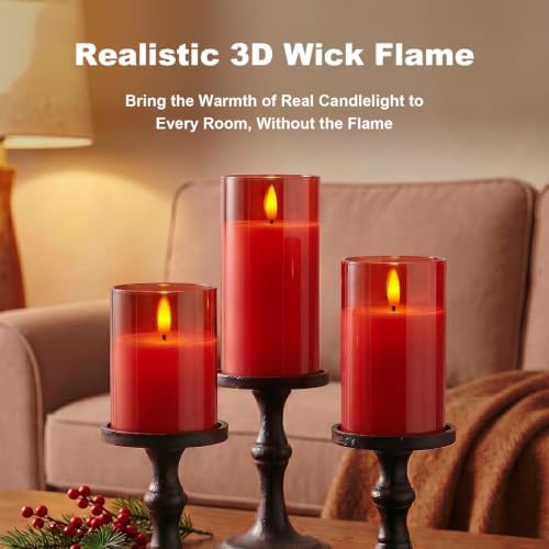 Amagic Red Glass Flameless LED Candles Battery Operated with Remote Timer - Image 7