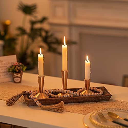 Hanobe Decorative Wooden Tray Long Narrow Centerpiece Candle Holder - Image 4