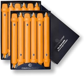 Colonial Candle Unscented Taper Candle, Classic Collection, Caramel, 8 in, Pack of 12 - Up to 6 Hours Burn by ColonialCandle