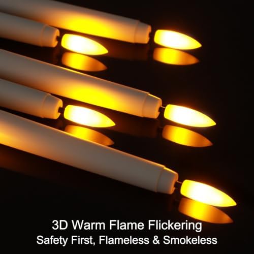 12 Pcs Flickering Flameless LED Taper Candles, White Wedding Decor - Image 3
