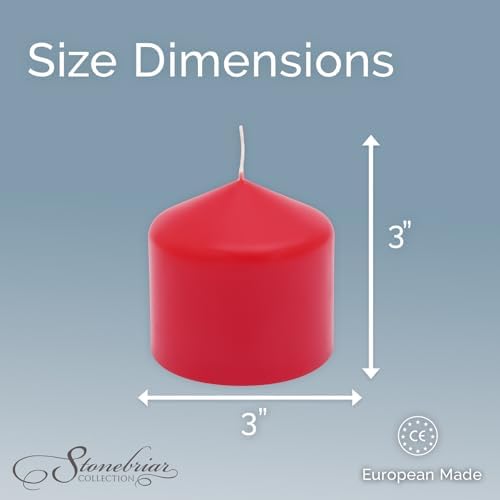 Stonebriar Unscented Pillar Candles – 18 Hour Burn Time, Long-Lasting Wax Candles for Weddings, Holidays, Home Décor & Special Events, Pack of 6, Red, 3" x 3" - Image 6