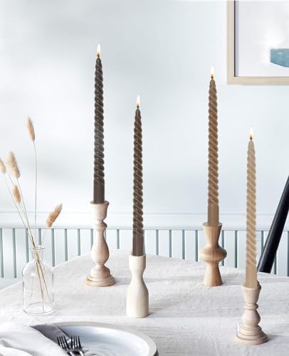 Brown Tall Taper Candles Spiral Candle Sticks,Unscented Pastel Candle for Holiday,Wedding and Home Decoration,10inch,12 Pack(E-Gradient Brown) - Image 5