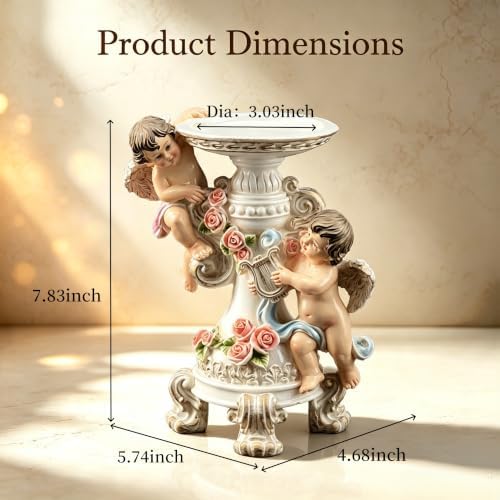 Angel Candle Holder Figurine Painted Resin Table Decor Home - Image 2