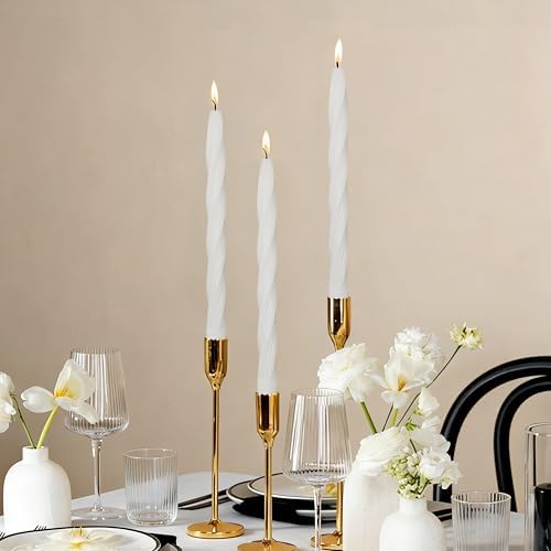 2 Pack YUKCAXDLS Pearl White Tall Taper Candle - 10 Inch Unscented Dripless Smokeless Candlesticks for Valentine's Day,Dinner,Party,Brithday,Wedding and Home Decoration. - Image 4