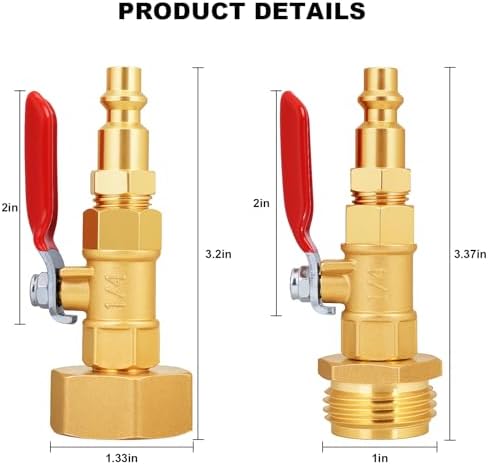 RV Garden Hose Blowout Adapter, Brass Ball Valve - Image 2