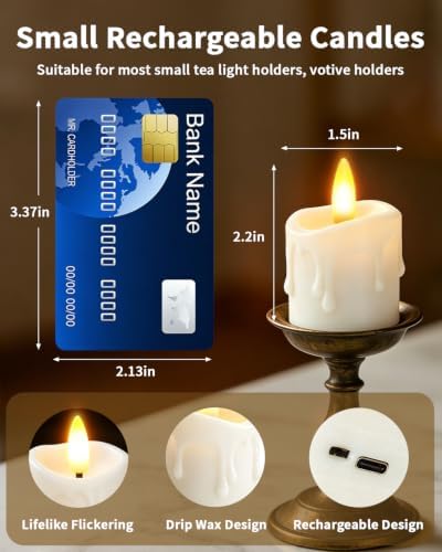 12 Pack Small Rechargeable Flameless Candles with Remote Timer - Image 2