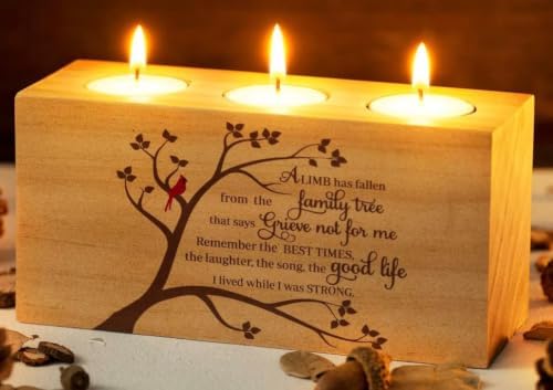 Sympathy Bereavement Gift for Loss of Loved One - Memorial Candle Holders - Handcrafted Wooden Keepsake with Poem - Condolence for Loss of Mother, Father (A Limb) by Unknown