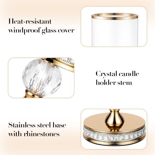 Hurricane Candle Holder, 12.6" Tall Metal Stand, Glass Pillar Candle Holder - Image 3