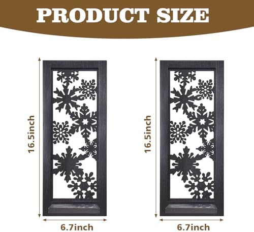 ZEXUIRU 2 Set Rustic Candle Sconces Living Room Bedroom Entryway Wood Mirrored, Farmhouse, Carved Frame Wall-Mount Wooden Candle Holders Wall Decor Hanging Handmade Holder - Black - Image 4