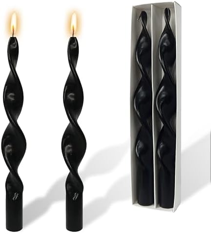 Black Spiral Taper Candles 10 Inch Long Candlesticks Unscented Twisted Candles Smokeless Swirl Candles for Home Holiday Decor by YUKCAXDLS