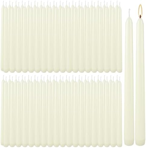 YOROXRG 100Pack Ivory Taper Candles, 7-8 Hours Burn Time, Unscented, Smokeless and Dripless, 0.75 x 10 Inch Dinner Candle Set for Household, Wedding, Party and Home Décor Candlesticks by YOROXRG