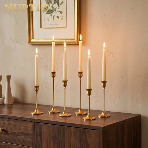 NUPTIO Candlestick Holders Vintage Centerpiece: Gold Antique Moody Decor - Image 2