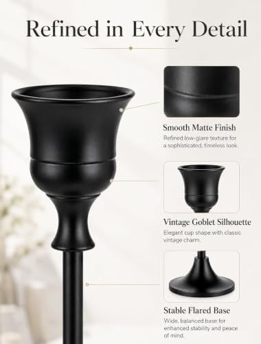 Romadedi Candlestick Holder Matte Black Candle Holder Set of 3 Decorative Candle Holder for Taper Candle for Fireplace Mantel Dinning Table Home Decorations Black 2 Set - Image 3