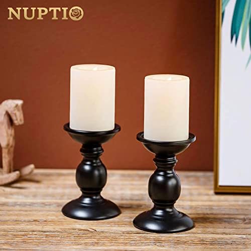2 Pcs Black Pillar Candle Holders, Most Ideal for 3" Pillar Candles, Gifts for Wedding, Party, Home, Spa, Reiki, Votive Candle (2 x S) - Image 3