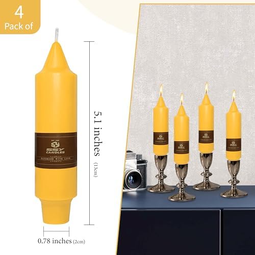 Beeswax Taper Candles 5 inch Natural Beeswax Taper Candlesticks 4 PCS Short Candle Smokeless Tapered Candle for Dinner Party Decoration Gift - 8 Hour Burn Time - Image 4