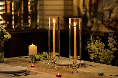 CYS EXCEL 2 PCS (H:18" D:4") Open Ended Glass Hurricane Candleholder Tube Shade | Open Flame Candle Chimney Tube Cover | Bottomless Cylinder - Image 4