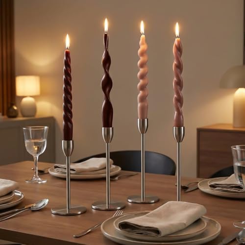 Nuanchu 4 Pcs Twisted Taper Candles,7.87 Inch,Pure,Neutral - Image 3