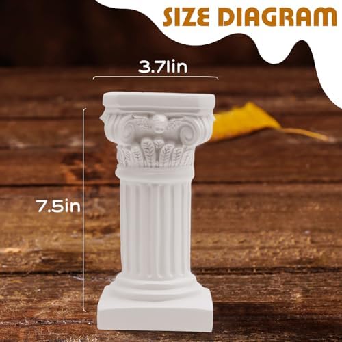 Saihisday 2Pcs White Roman Pillar Statues Greek Columns Candle Holder Mini Roman Pillar Greek Columns Mini Resin Decorations for Wedding Table Garden Home Decoration, 3.9" D x 7.5" W x 7.5" H - Image 3
