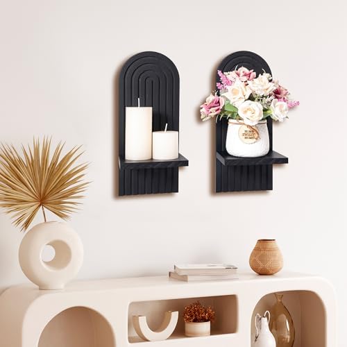 Yorkmills Sconces Wall Decor Set of 2, Wall Candle Holder Black Wall Art - Image 5
