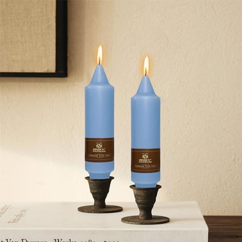 Small Candlesticks Short Taper Candle,5inches Grey Blue Candle Sticks Dripless Tapered Candles for Home Decor Weddings Festive Party Holiday,7D-GB - Image 2