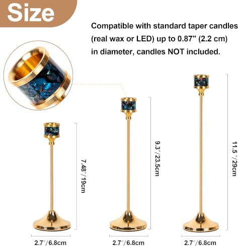Gold Taper Candle Holders Set of 3, Tall Candlestick Holders for Taper Candles, Decorative Candle Stands for Table Centerpiece, Wedding, Dining Table, Mantel, Fireplace Home Decor - Image 4