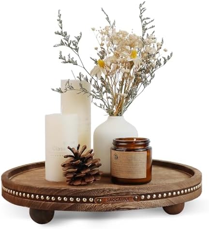 Decor Decorative Round Tray 11.81in for Home Decor for Coffee Table Farmhouse Kitchen Table Living Room Bathroom Centerpiece Tray Decor by Unknown